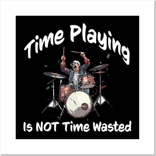 wasted time drumming - dark Posters and Art